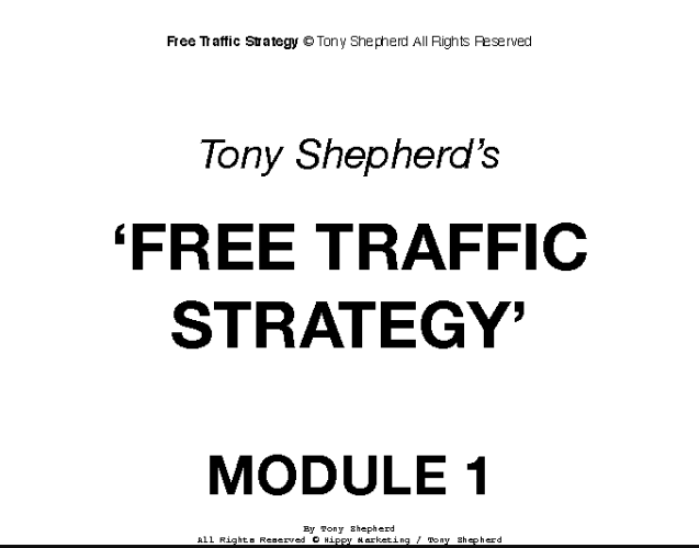 Tony Shepherd – FREE TRAFFIC SYSTEM WORKSHOP